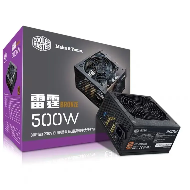 500w de potencia de más de 80, 200v-240v 5A 50-60Hz ATX24Pin * 1 CPU 4 + 4Pin * 1 PCI-E(6 + 2) * 1 SATA * 2 periférica 4Pinx1*1 psu