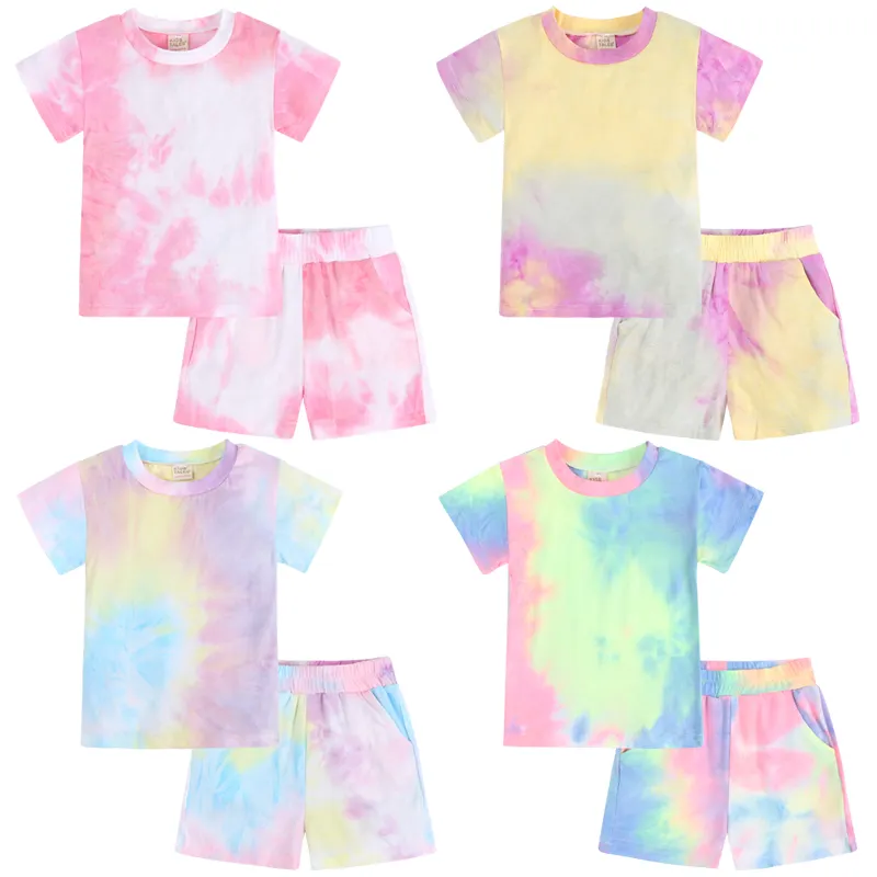 Kids Clothing Sets Summer Children Tie Dye Shorts Set Boys Girls Casual Kids Sports Suit 2pcs Hot Sale Sets