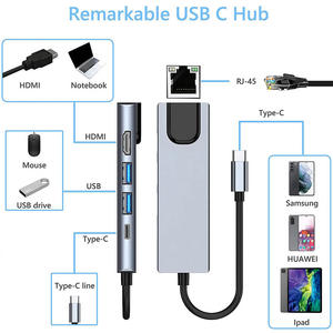 Neuer 5-In-1 Usb-C-Hub-Adapter Typ C Multi-Funktions-Hub intelligenter PD 3.0 Ladestation Rj45 Netzwerk 4K Hdtv Usb-Hubs Dockstation