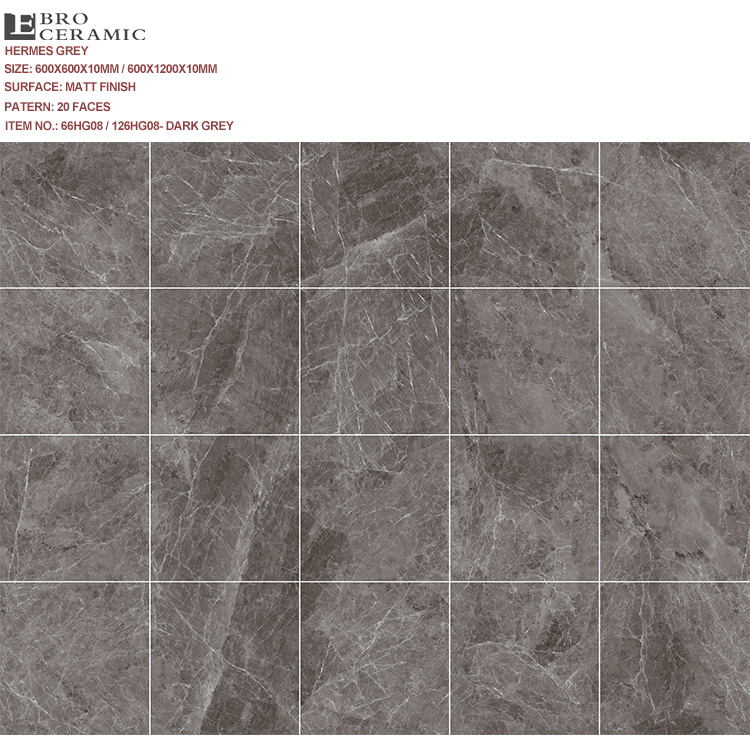 Ebro grey marble look matt surface living room floor tile hot sell high quality rustic tiles and marble floor