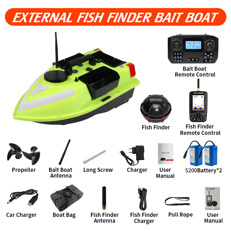 GPS para barco + batería 5200 * 2 + sonda de pesca + bolsa para barco + cable USB