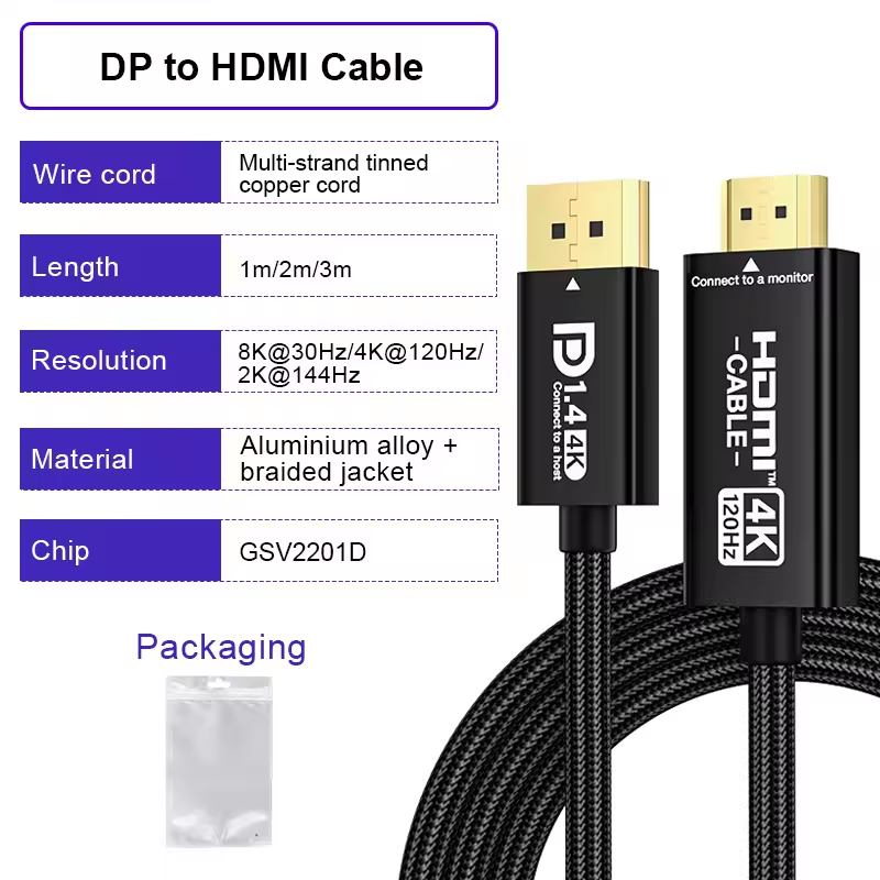 Black-Aluminium alloy shell with Braided jacket (8K 30Hz)