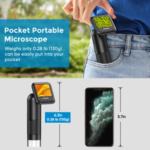 Molde privado LED Digital Handheld 400-800X Juego de microscopio LCD con diapositivas de tarjeta SD de 23g para detección de piel de observación biológica - Product Image 4