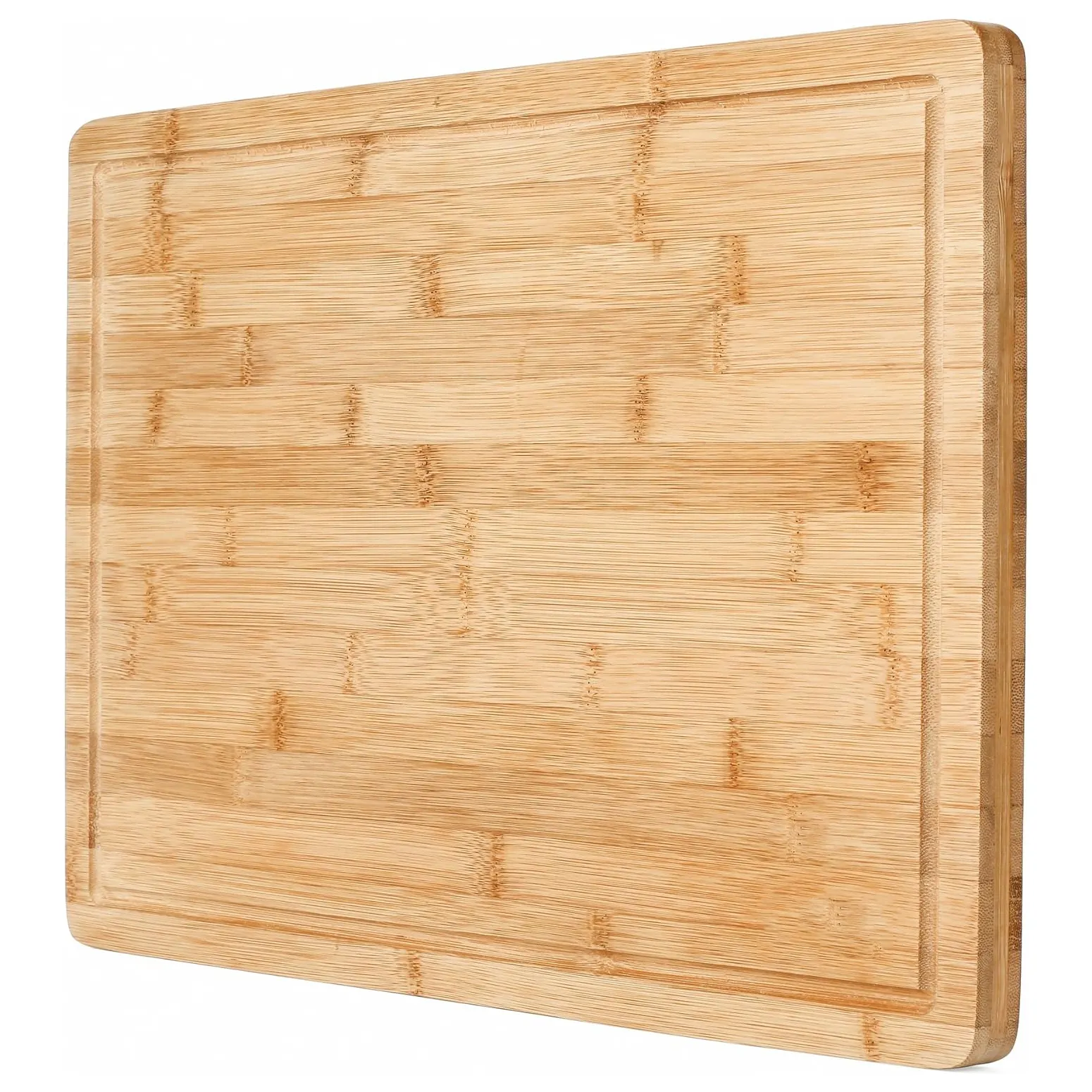 Tabla de cortar Extra grande de bambú orgánico Premium, bloque de carnicero, tablas de cortar de pan con ranura jugosa