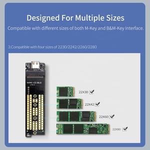 ORICO M2PAC3-G20 SSD外壳M.2 NVME M密钥M & B密钥固态驱动器盒类型C USB 3.2 20Gbps外部硬盘驱动器外壳