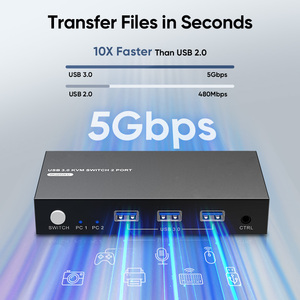 Portable <strong>2</strong> in <strong>1</strong> OUT 8K HDMI <strong>KVM</strong> Switcher <strong>1</strong> Monitor <strong>2</strong> Computers USB 3.0 EDID 8k60hz <strong>2</strong> Way <strong>KVM</strong> <strong>Switch</strong>