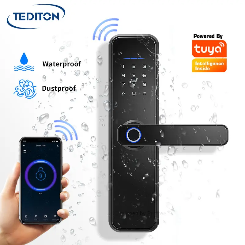 Cerradura de puerta exterior Tediton impermeable con llave inteligente Digital Wifi con aplicación Tuya TTLOCK Wifi cerradura móvil