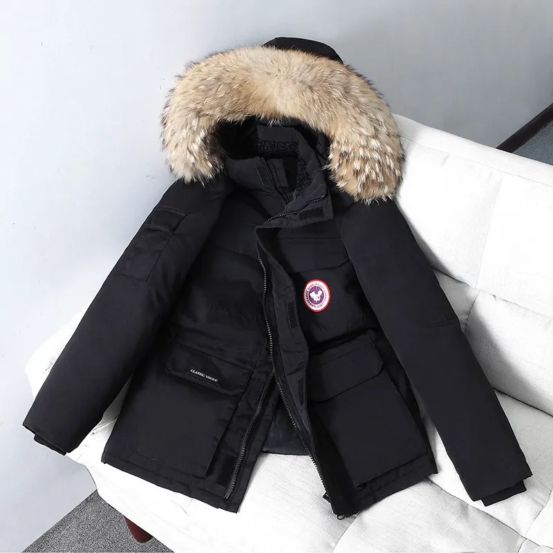 Winter Warm Canada Parka Jacke Paar Frauen Männer Pelz kragen Hoodie Duck Down Mäntel