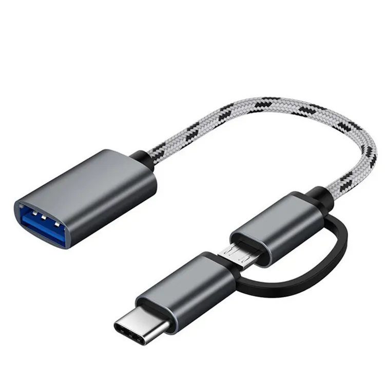 Cabo de dados usb trançado de nylon 1m, cabo micro usb tipo c adaptador de carregamento personalizado, cabo usb 2.0 2 em 1 para impressora padrão