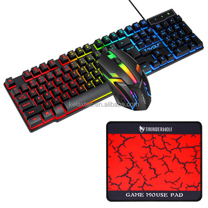 4 en 1 Gaming Combo Rainbow LED Retroiluminado Gaming Mouse Gaming Headset PC Computer Teclado con cable con alfombrilla de ratón - Product Image 2