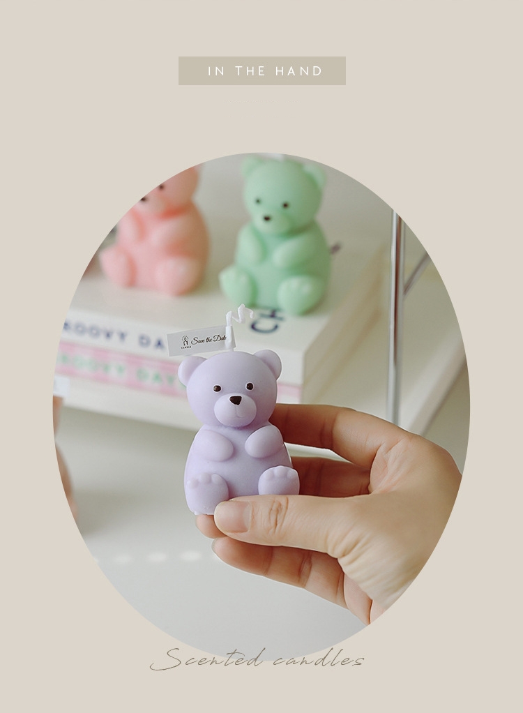 AROMA HOME DIY Cute Teddy Bear Shaped Scented Candle Customized 8