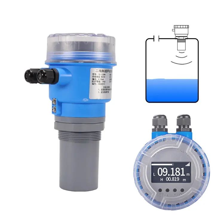 Sensor de nivel ultrasónico en tanque de agua sin contacto sensor automático para tanque de agua analógico 4-20mA Sensor de agua del tanque