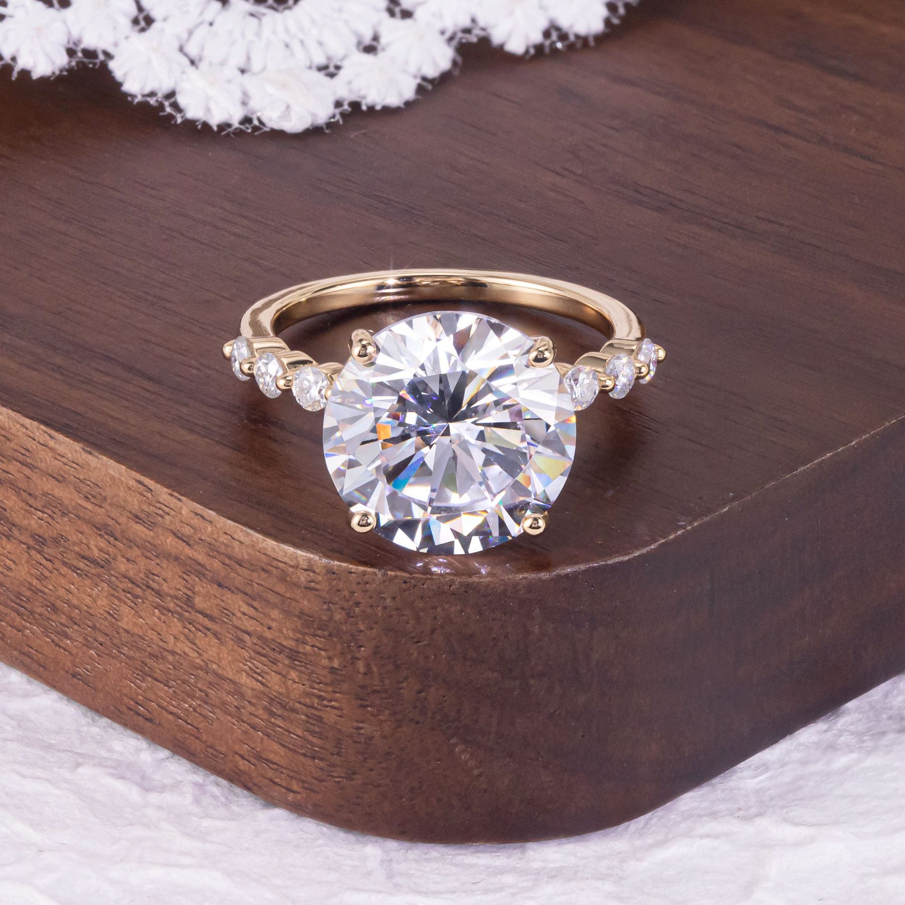 Bague moissanite 6 carats ronde