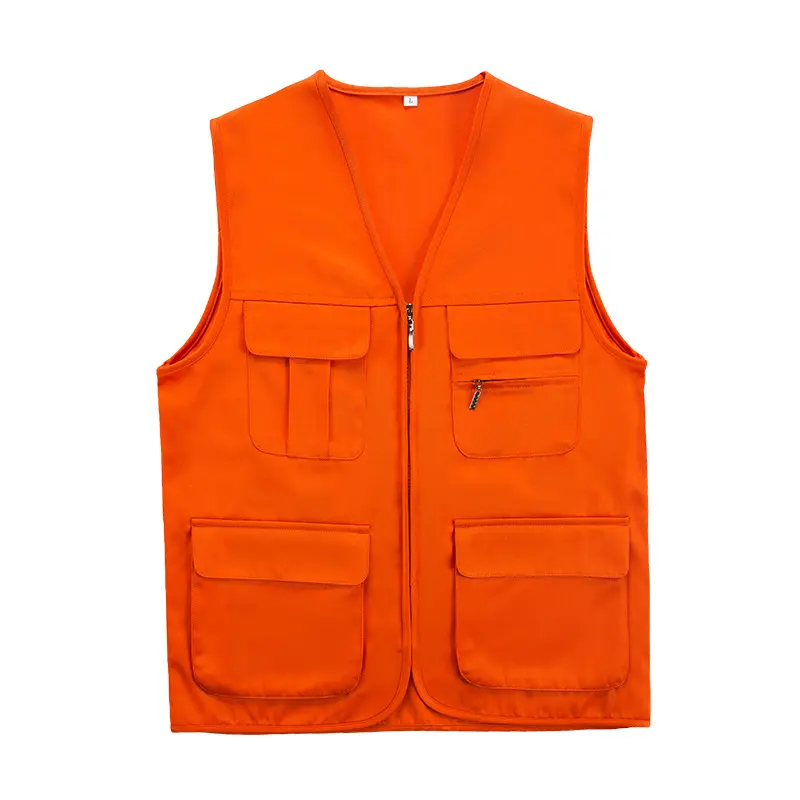 Gilet uniforme de sécurité avec logo personnalisé gilet multi-poches de pêche vêtements de travail pour hommes gilet de voyage en coton pour hommes