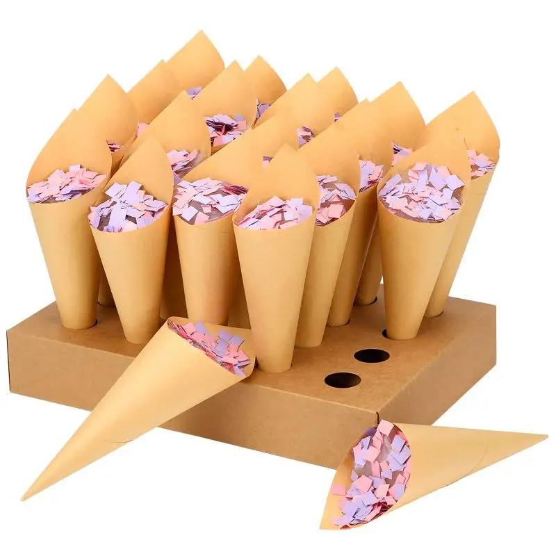 Suporte de cone de crepe de papel para embalagem de waffle de ovo e sorvete bolha de qualidade alimentar impressa reciclável personalizada