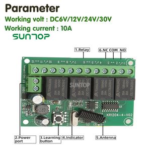 Telecomando universale interruttore DC 24V 4CH relè modulo ricevitore con 4 canali RF telecomando 433 Mhz trasmettitore - Product Image 3