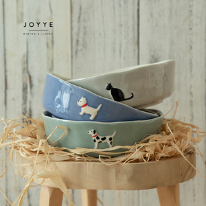 JOYYE定制陶瓷宠物碗设计压花动物猫狗陶瓷宠物碗套装待售 - Product Image 4
