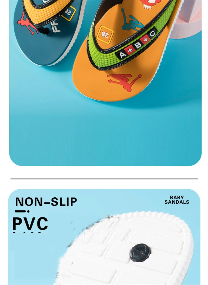 Children Filp Flops Summer PVC Shoes Cartoon Printed Kids Filp-flops Slippers