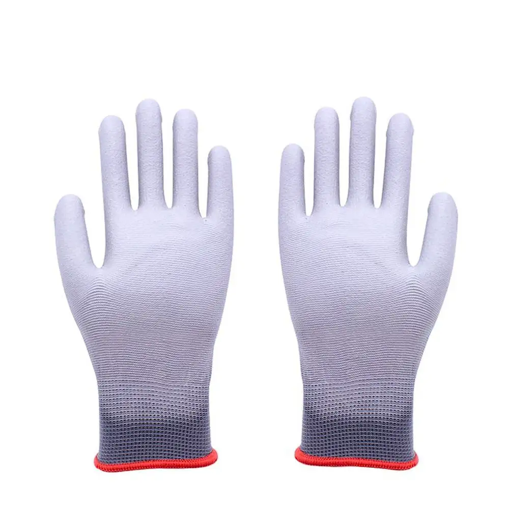 Nylon gestrickt haptil Empfindlichkeit niedriger Schutz gegen Lattenarbeit herstellung schwarze Palm beschichtete Sicherheit Pu Montage Handschuhe