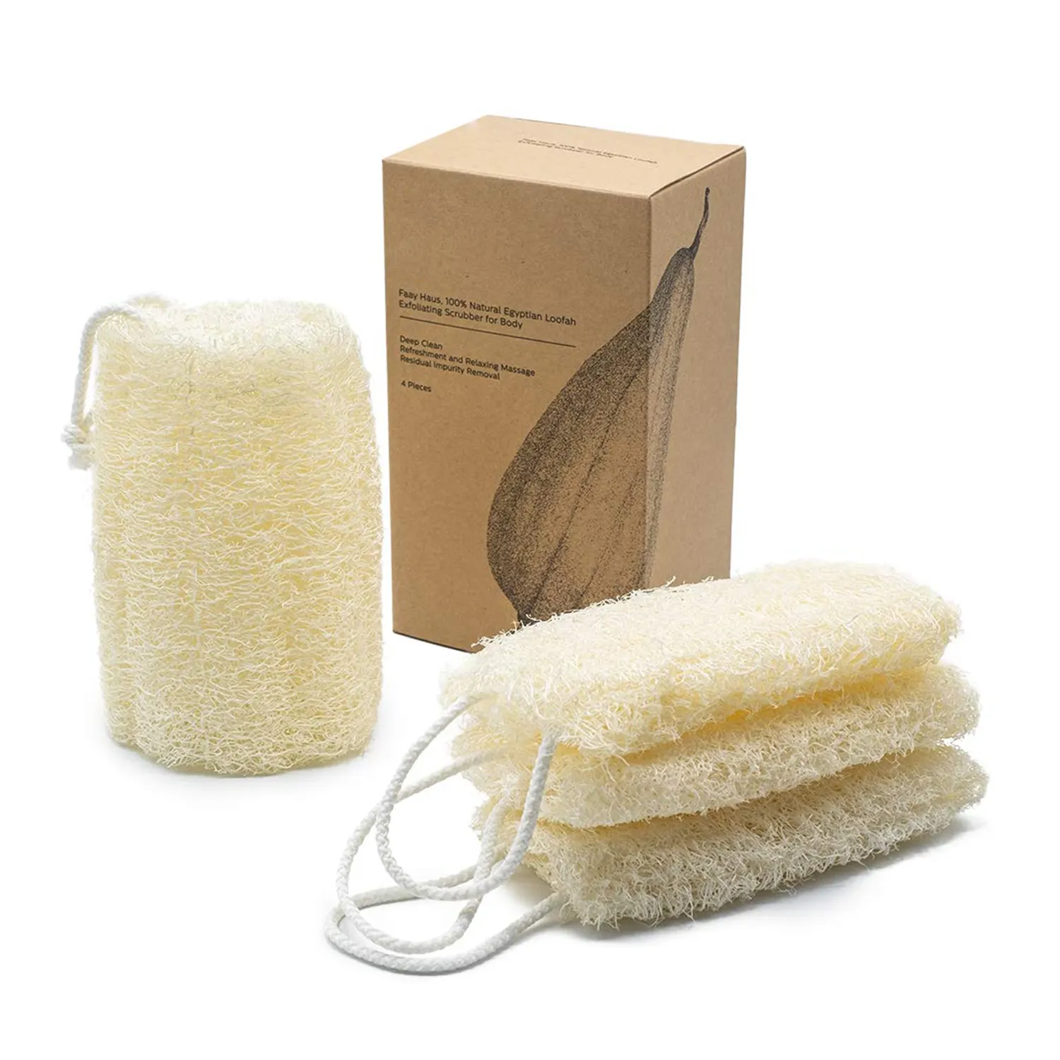 Esponja exfoliante orgânica natural, chuveiro loofah corpo egípcio para spa banho de beleza