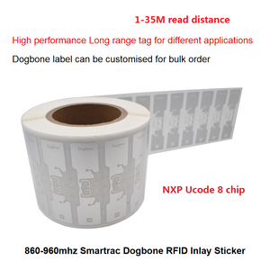 Smartrac ISO 18000 6C <strong>UHF</strong> Dogbone RFID Tag Sticker U8 Chip Disposable Adhesive Passive RFID <strong>Inlay</strong> for Inventory Tracking - Product Image 2