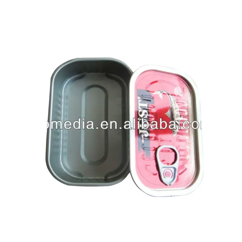 Square painted customized tinplate material tin fish can for sardine and tuna