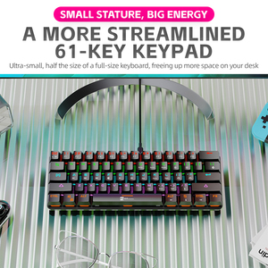 Teclado mecánico personalizado con cable de 61 teclas con interfaz tipo C USB RGB interruptor mecánico de ordenador Teclado retroiluminado para juegos - Product Image 3