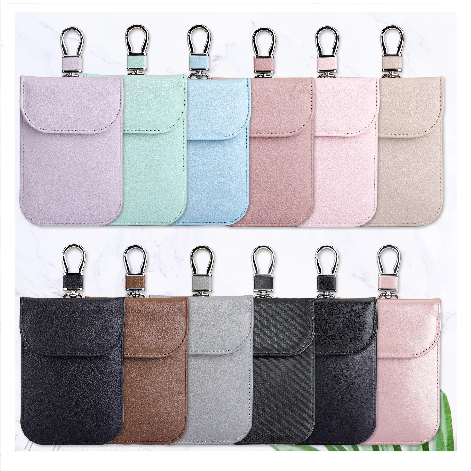 Couro PU Faraday Bag, Faraday Car Key Fob Pouch Protector Pocket , RFID Signal Blocking Anti Hacking Car Key Wallet Case