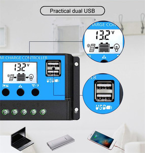 Controlador de carga solar 12V 24V 48V 100a PWM Dc Controlador de modo de trabajo de carga múltiple de seguimiento de punto de máxima potencia automática - Product Image 2