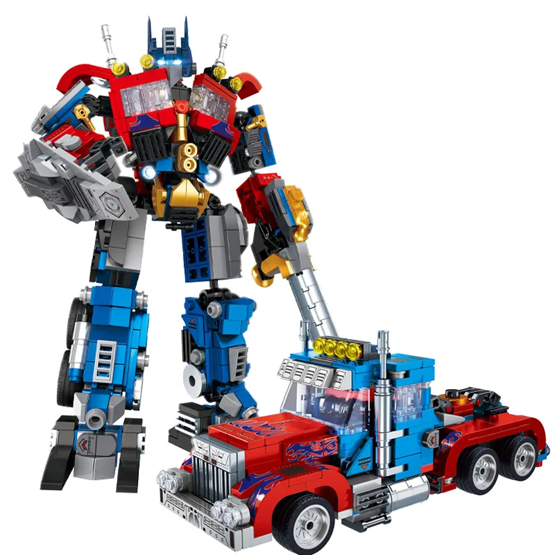 QS mainan edukasi uap, Kit mainan edukasi kreatif 8 In 2 batu bata bangunan Robot truk konstruksi mobil blok untuk anak laki-laki usia 6 tahun