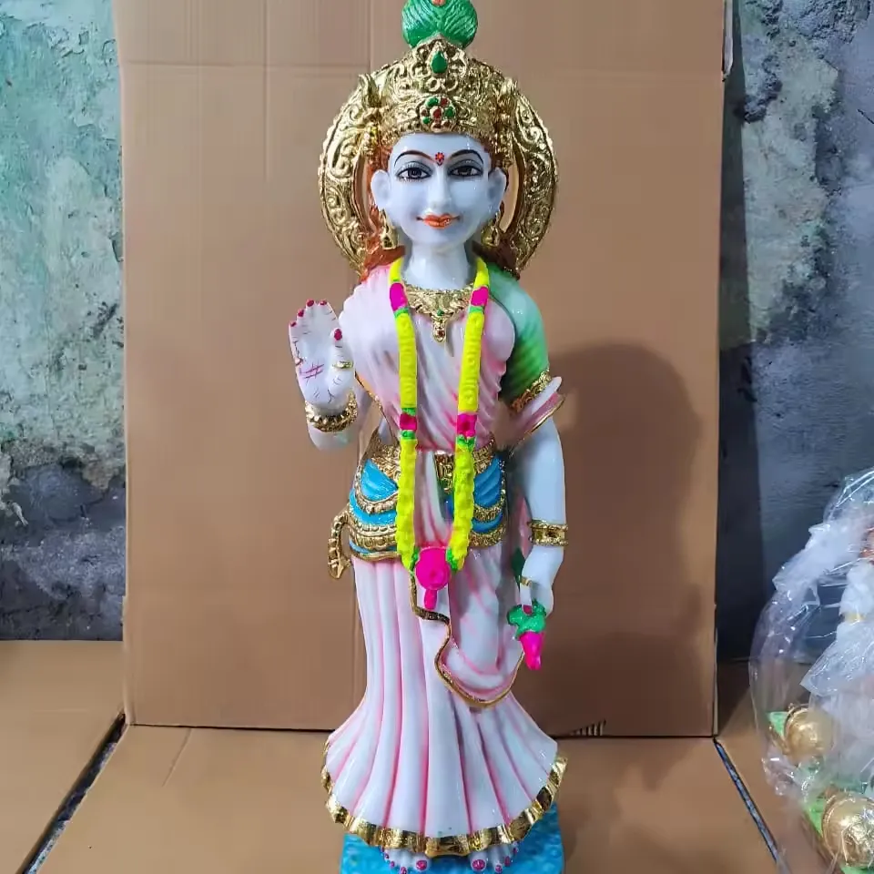 Migliore qualità più bella mano in marmo bianco tradizionale signore radha Krishan Ji statua decorativa per l'home Office e il tempio