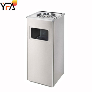 Cubo de basura cuadrado de metal grueso de gran capacidad con Cenicero, cubo de basura Comercial Público para exteriores, contenedor de reciclaje de basura - Product Image 3