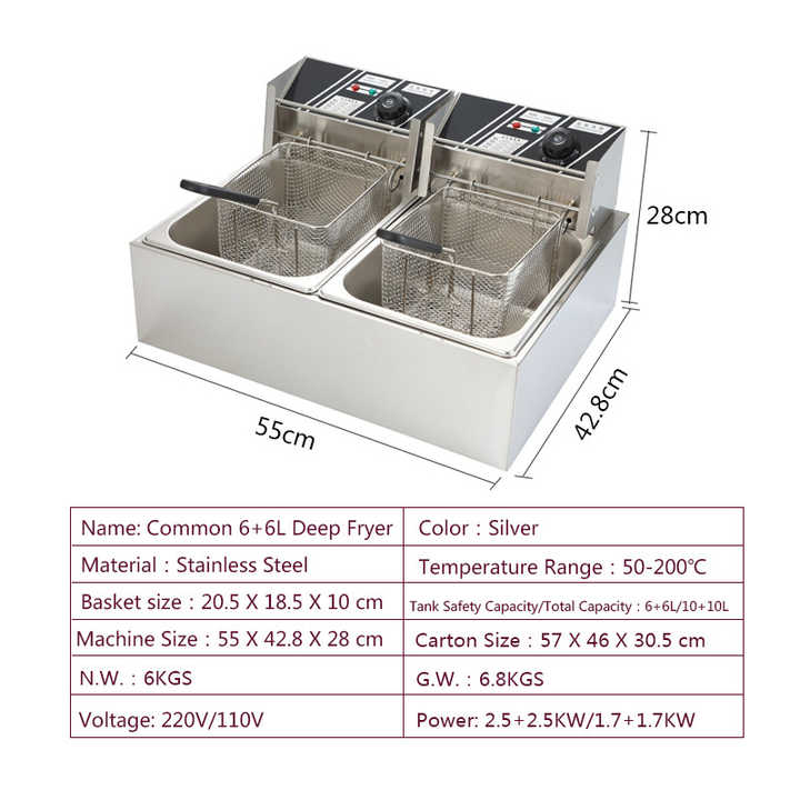 Comptoir Commercial Deux Réservoir Dinde Poulet Français Frites Restaurant Friteuse Électrique Pour Usage Domestique Friggitrice Professionnel