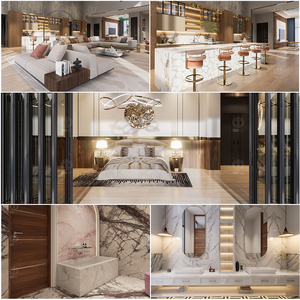 Foshan Furniture Italian Luxury One-Stop Furniture Project Solution 3D Max Rendering Diseño de interiores Decoración para el hogar - Product Image 1