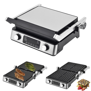 2 in 1 Detachable <strong>Digital</strong> Smart <strong>Temperature</strong> <strong>Control</strong> 4 Slice Waffle Maker 2200W Commercial Contact Panini Grill With <strong>Timer</strong> - Product Image 1