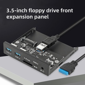 4 puertos USB 3,0 Unidad de disquete de 3,5 pulgadas Panel de expansión frontal Hub USB C SD/TF Salida de audio y entrada de micrófono para escritorio