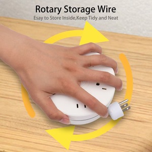 便携式110V 10A，带2个USB 4端口可伸缩圆形美国电源板插座，适用于巴西美国墨西哥加拿大 - Product Image 4