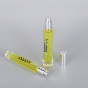 Botol kaca sampel parfum bulat bening portabel, botol kabut halus wangi dengan aluminium kosong 10ml - Product Image 1