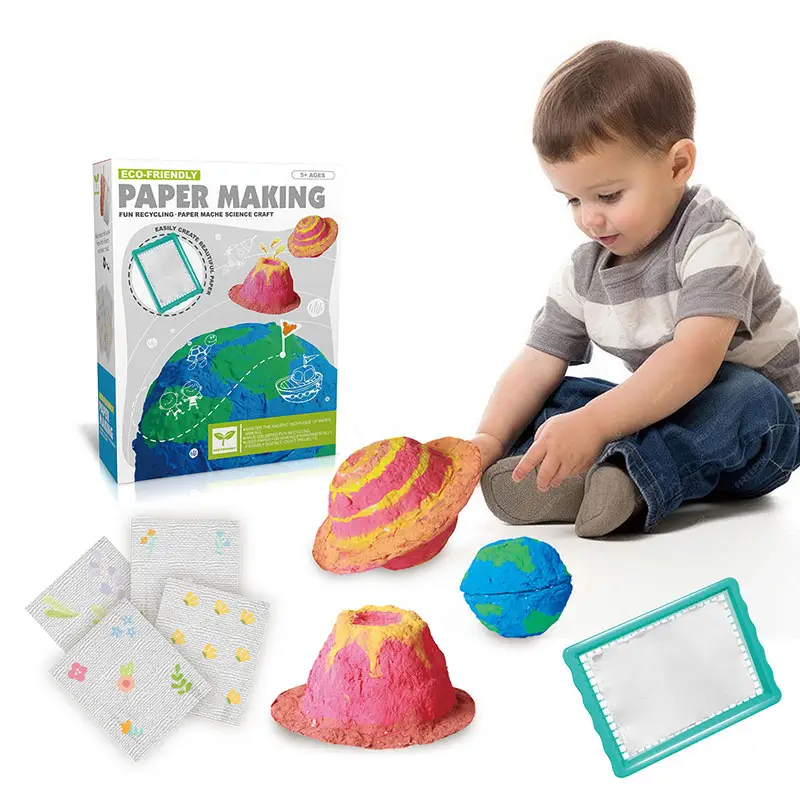 Hebben Recycling En Papier-Maché Science Craft Stoom Leren Speelgoed Science Paper Making Kit Voor Kinderen