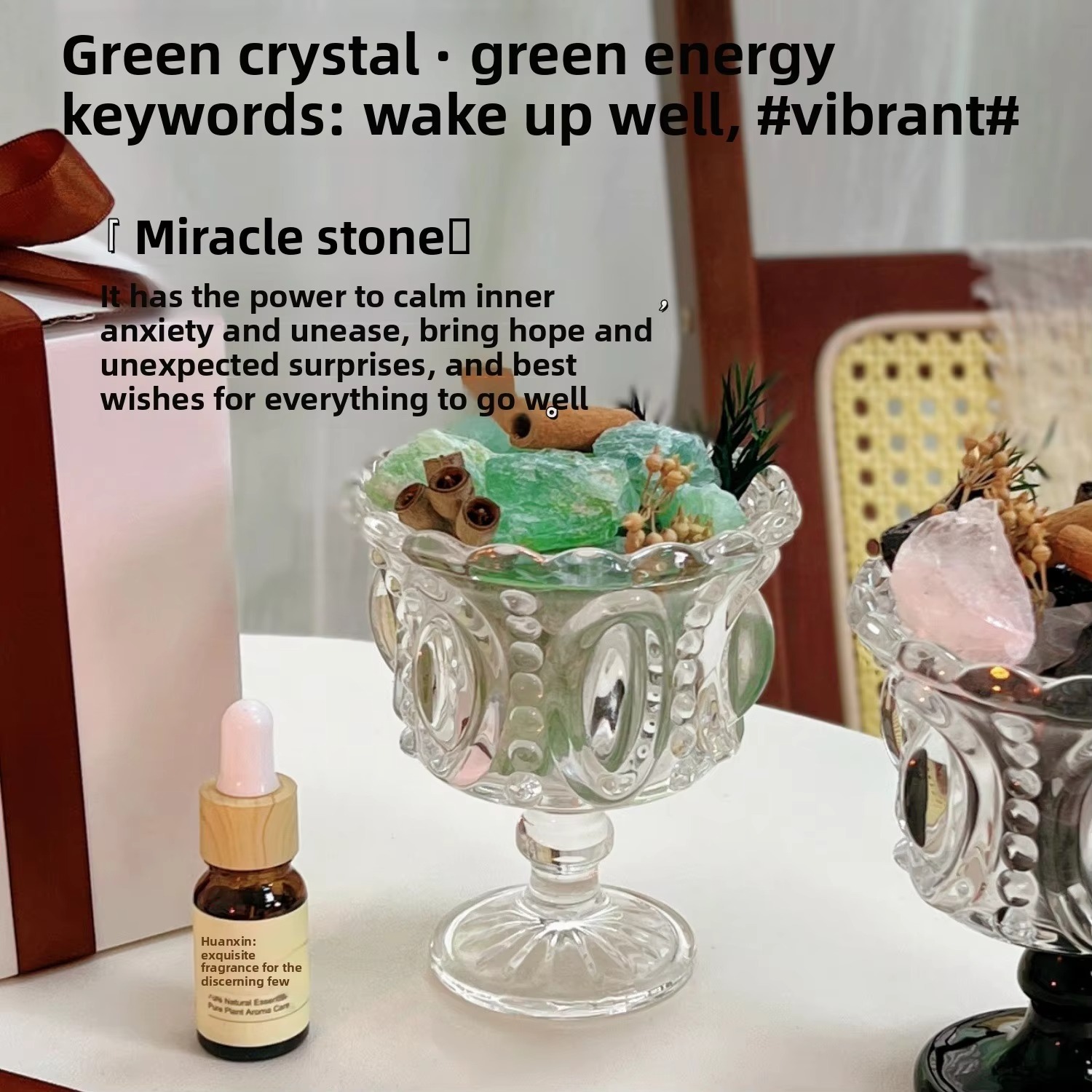Green white crystal+transparent crystal cup
