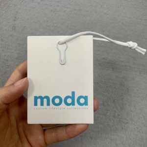Etiqueta de papel, etiqueta colgante de papel con logotipo y patrón personalizados, etiquetas de papel para ropa, etiquetas colgantes de papel verde tela con cuerda elástica - Product Image 4