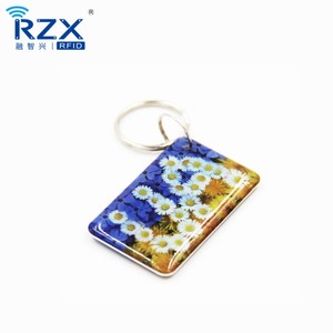 定制26x42MM毫米射频识别钥匙双面环氧NFC钥匙卡FM11RF08，13.56mhz频率，用于门禁印刷设计