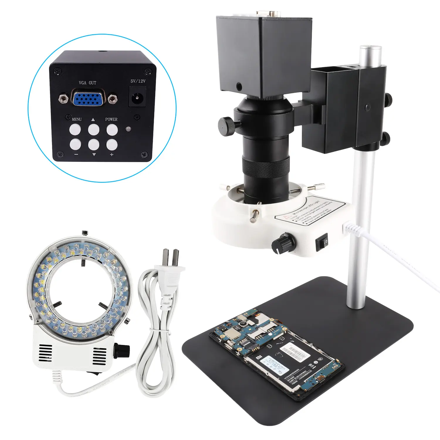 SM130X HD Zoom réparation Mobile Microscope de laboratoire électronique numérique caméra VGA 2MP avec lumière annulaire LED utilisation industrielle
