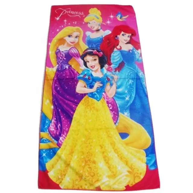 Дешевое хлопковое пляжное полотенце оптом с принтом США мультяшный персонаж принцесса пляжное полотенце
