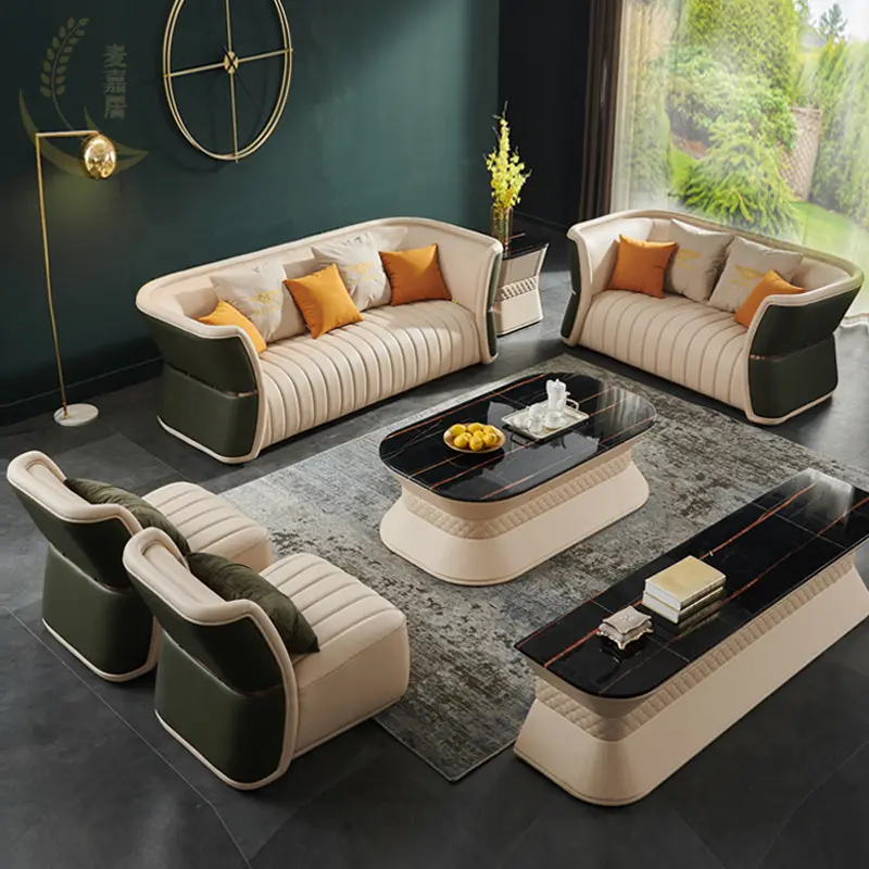 Роскошный мягкий кожаный диван в комплекте, современная мебель для гостиной, секционная мебель для гостиной