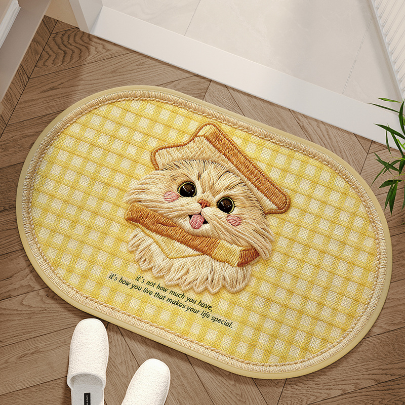 Sally hemp rubber sole - checkered cat oval yellow