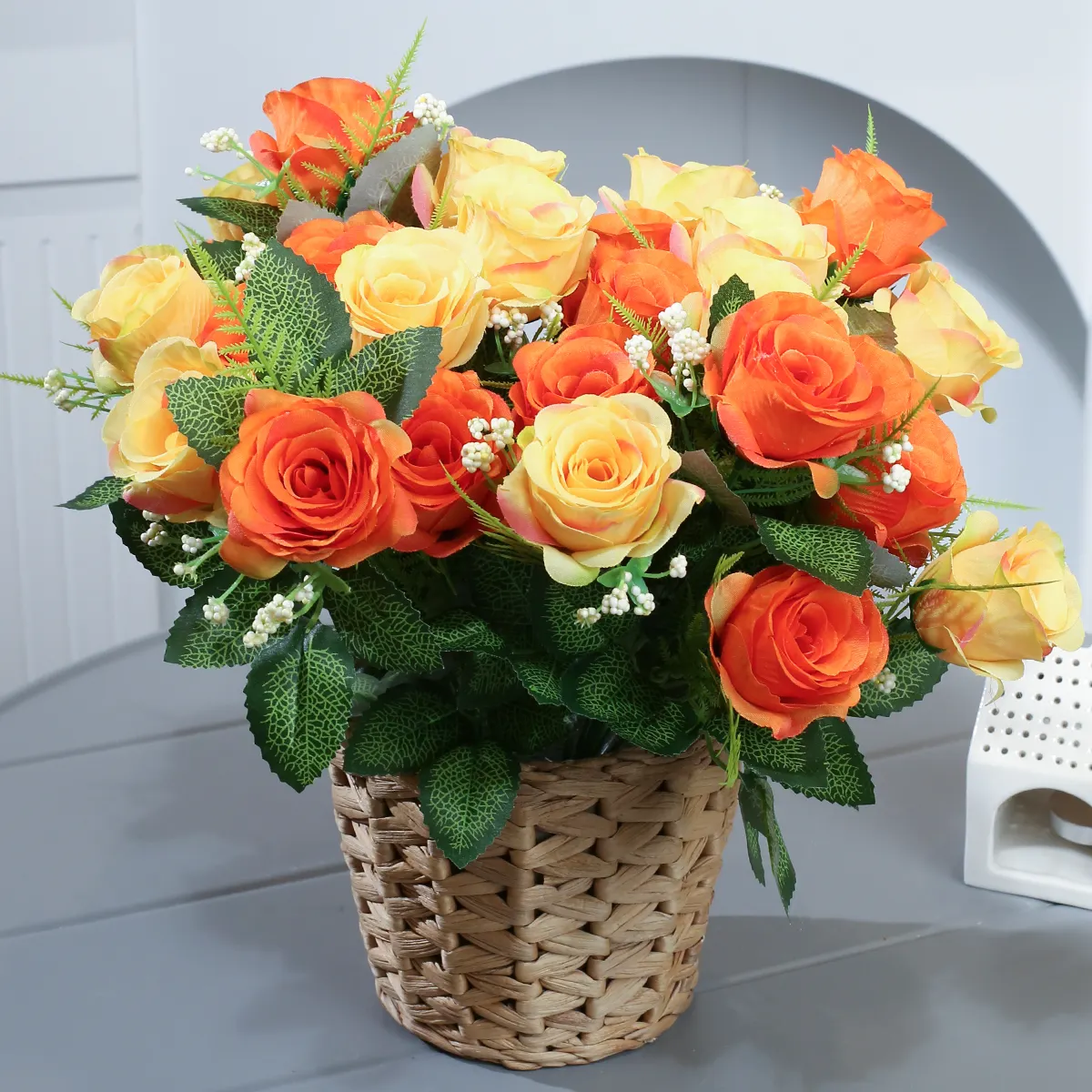 LY-71119 Haute Qualité Résistant Aux UV Faux Couleurs Mixtes Rose Floral En Plastique Fleur De Soie Artificielle pour La Maison De Mariage Décor De Fête