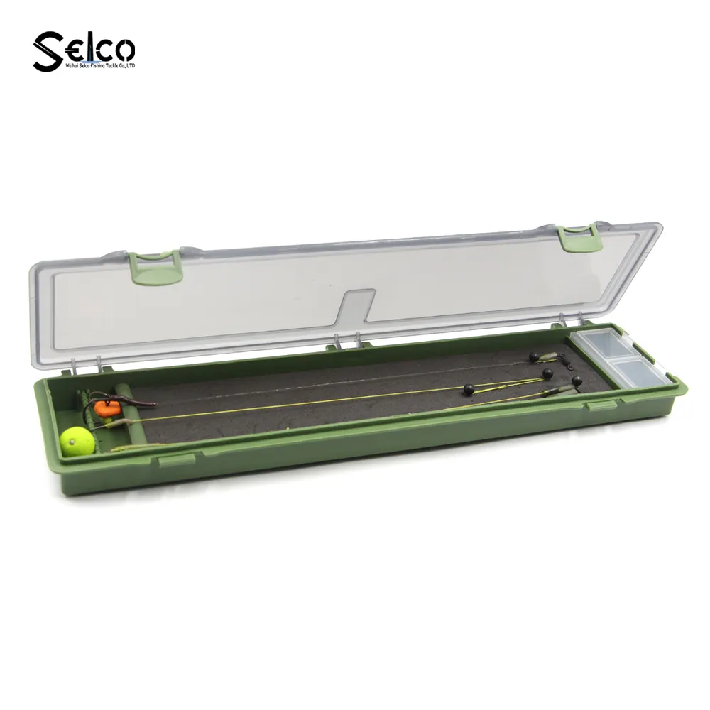 SELCO 13.5*3.5*1.7インチ鯉プラスチック釣りアクセサリータックルボックス硬いヘアリグボードリグボックスウォレットリグ収納ボックス