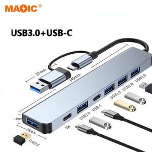Adaptador USB tipo C 7 em 1 para notebook e tablet, conversor de 7 portas