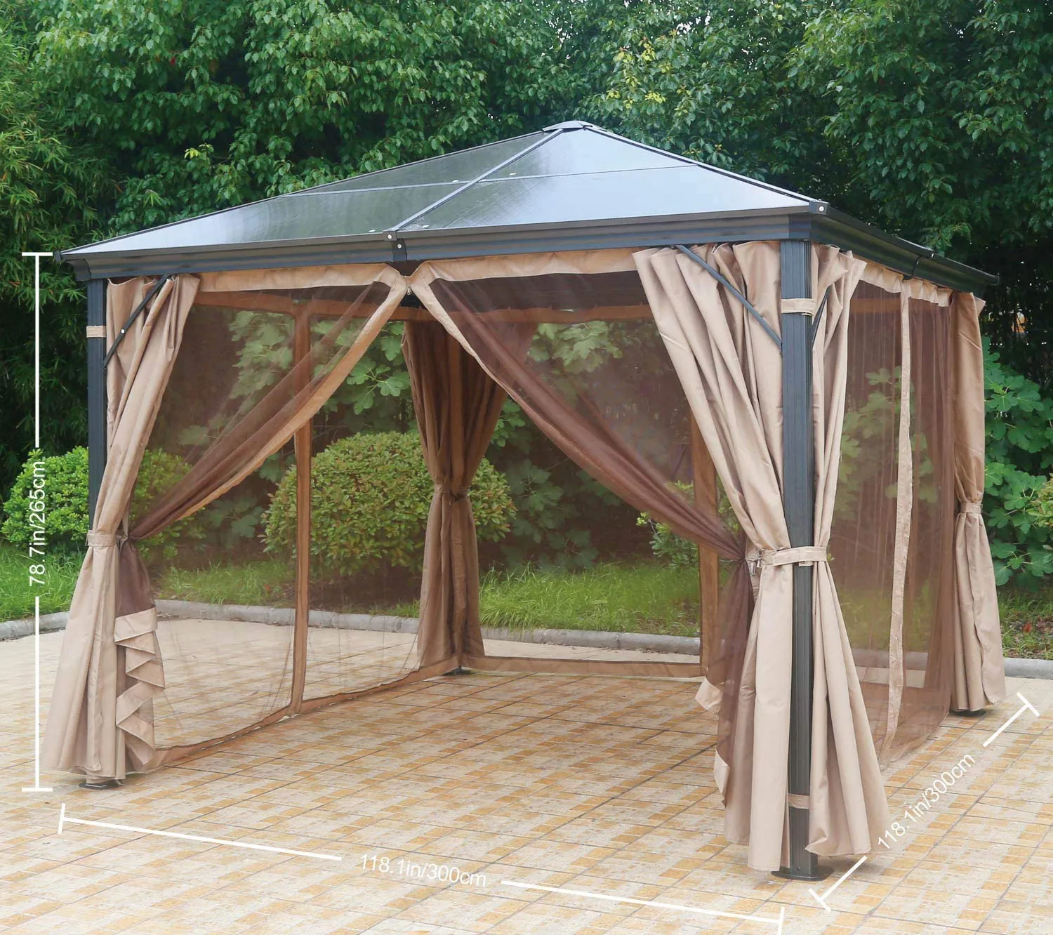 ABCCANOPY 10 'x 10' Hardtop Gazebo do Dossel Mobiliário Pérgulas com Cortinas de Teto Ao Ar Livre para o Jardim, Pátio